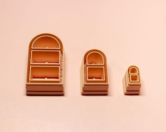 Juego de cortadores de bordes para estanterías arqueadas / Cortadores de contornos para arcilla polimérica / Herramientas para pendientes para amantes de los libros / 10–30 mm