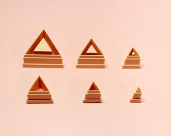 Juego de cortadores de relieve triangulares / Pendientes de arcilla polimérica / Herramientas para joyería texturizada / 10–30 mm
