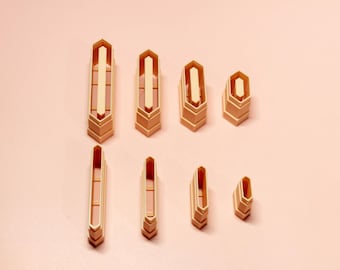 Juego de cortadores hexagonales largos para repujado / Pendientes de arcilla polimérica / Herramientas para joyería texturizada / 10x20–10 x 50 mm