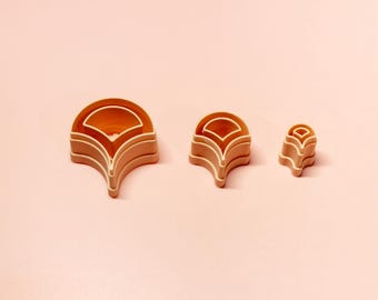 Juego de cortadores de contorno de ginkgo / Cortadores de contorno de arcilla polimérica / Herramientas para pendientes botánicos / 10–30 mm