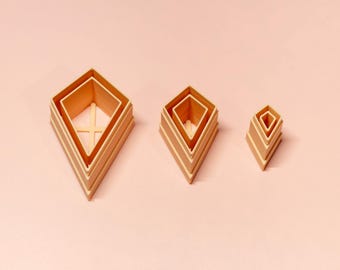Juego de cortadores de arcilla con forma de cometa para incrustaciones / Pendientes de arcilla polimérica / Herramientas para la fabricación de joyas / 10–30 mm