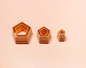 Juego de cortadores de arcilla con forma de pentágono / Cortadores de bordes para arcilla polimérica / Herramientas para hacer pendientes / 10–30 mm