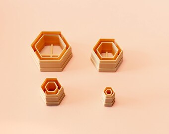 Hexagon Inlay Clay Cutter Set UK | Polymer Clay Earrings | Geometric Jewellery Tools | 10–40mm