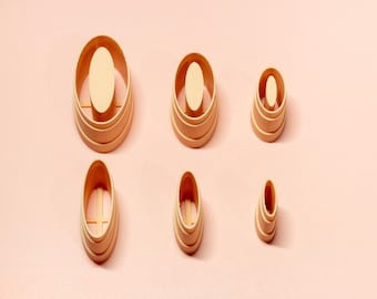 Juego de cortadores de arcilla ovalados para repujado (Reino Unido) / Pendientes de arcilla polimérica / Herramientas para joyería texturizada / 10–30 mm