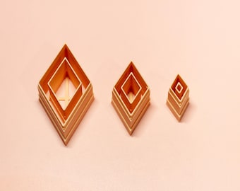 Juego de cortadores de arcilla con forma de diamante / Cortadores de bordes para arcilla polimérica / Herramientas para hacer pendientes / 10–30 mm
