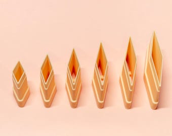 3D Printed Narrow Diamond Polymer Clay Cutters | Jewelry Tool Set (15–40 mm)