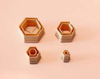 Hexagon Border Clay Cutter Set UK | Geometric Outline Polymer Clay Cutters | Earring Making Tools | 10–40mm