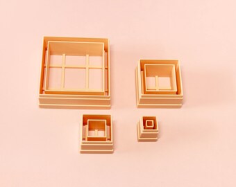 Square Inlay Clay Cutter Set | Polymer Clay Earrings | Jewellery Making Tools | 10–50mm