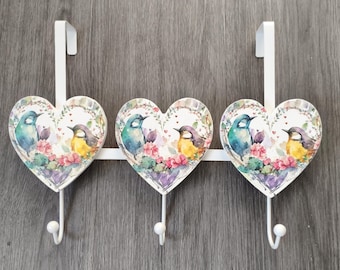 Birds, Lovebirds, Over Door Hanger, Heart Hooks, Coat Hanger, Storage Solutions