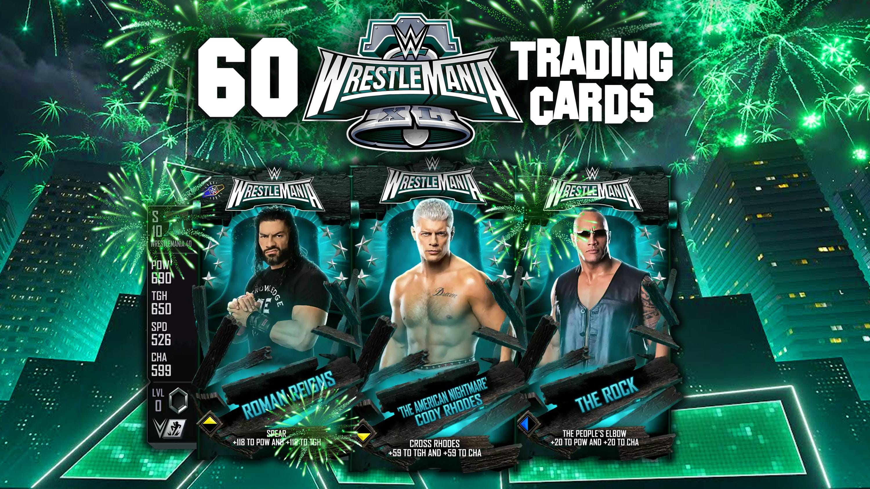 60 Official WWE Wrestlemania 40 Collectable Trading Cards