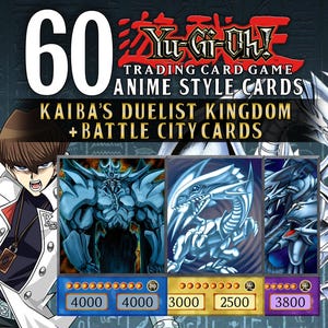 60 cartas coleccionables de Yu-Gi-Oh de estilo anime: mazo Kaiba's Duelist Kingdom + Battle City
