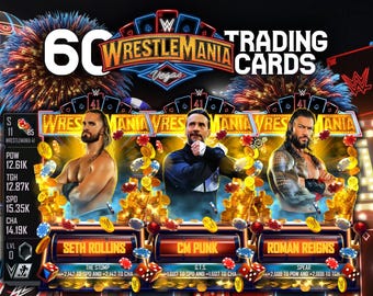 60 Official WWE Wrestlemania 41 Collectable Trading Cards
