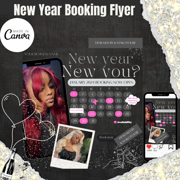 Business new years flyer Hair lashes nails