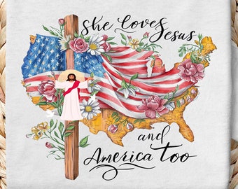 Jesus & America 4th of July PNG: Christian Patriotic Design (Digital Download)