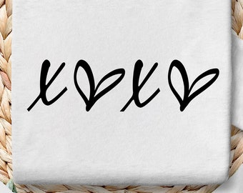 XOXO Coração SVG: Design de Abraços e Beijos (Download Digital)