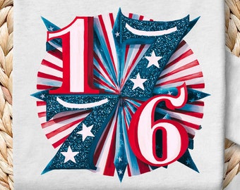 1776 America 4th of July PNG: Glitter USA Design (Digital Download)