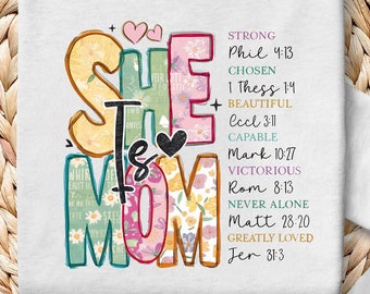 Retro She Is Mom PNG: Mother's Day Shirt Design (Digital Download)
