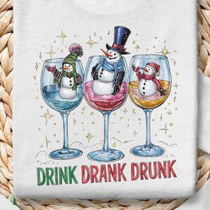 Funny Christmas Snowman Png: Drink Drank Drunk Design (Digital Download)