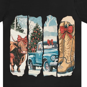 Vintage dorpskerst png, cowgirl png, dorpsmeisjeskerst png, kerstmis, western, Highland Cow Christmas, png
