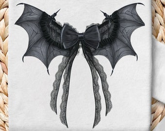 Halloween Bat Bow PNG: Gothic Coquette Design (Digital Download)