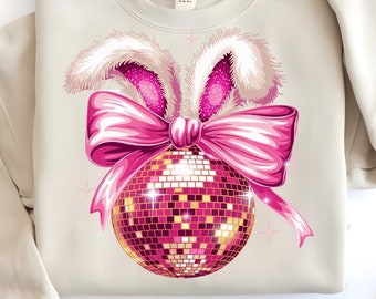 Disco Ball Easter Bunny PNG: Coquette Clipart (Digital Download)