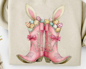 Easter Howdy Western Bunny PNG Design Sublimation, Digital Download
