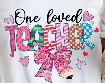 Retro Teacher Valentine PNG: Coquette Bow Design (Digital Download)