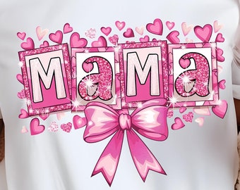 Pink Mama Coquette Bow PNG: Floral Mother's Day Shirt (Digital Download)