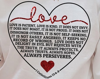 Valentine Heart PNG: Love is Patient Bible Verse (Digital Download)