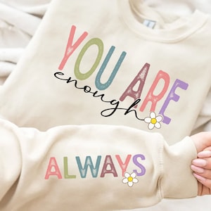 Jesteś zawsze wystarczający SVG PNG, Boho Self Love Svg, Motywacyjna koszulka z rękawem Svg, Boho Quote Self Care Svg, Plik PNG