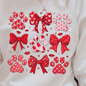 Dog Valentine PNG: Coquette Paw Print Heart (Digital Download)