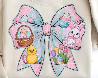 Glitter Easter Bow PNG: Bunny, Eggs, Chick Clipart (Digital Download)