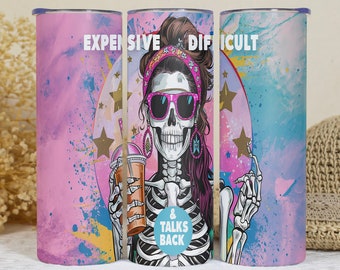 Funny Skeleton Tumbler Wrap: Trendy Skull Design (Digital Download)