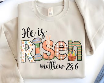 He is Risen Easter PNG: Christian Cross, Bunny Clipart (Digital Download)