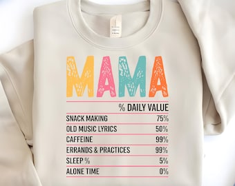 Design PNG de Informações Nutricionais da Mamãe: Camiseta para o Dia das Mães (Download Digital)