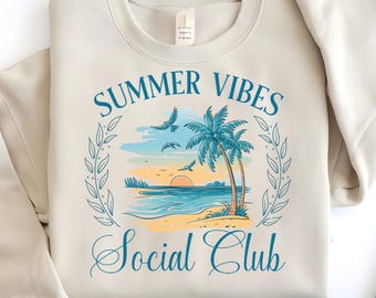 Summer Vibes Social Club, png-bestand: strandillustraties (digitale download)