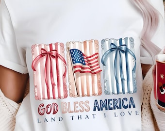 Coquette God Bless America PNG: 4th of July Design (Digital Download)