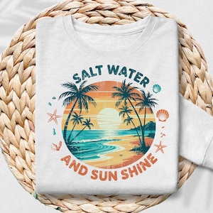 Zout water en zon schijnen png-sublimatie, zomershirt png, zomerclipart, hallo zomer png, zomerpng, summer vibes png, grappige zomerpng