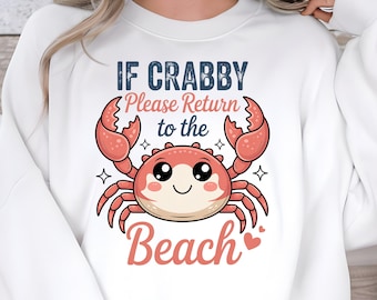 Crabby Beach Summer PNG: Clipart divertente per le vacanze (download digitale, uso commerciale)
