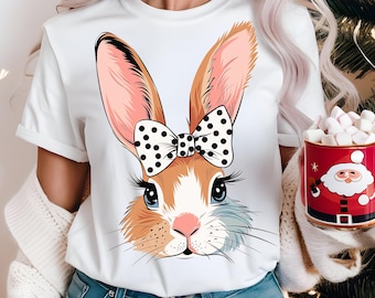 Coquette Bunny Bow Easter PNG: Shirt Clipart (Digital Download)