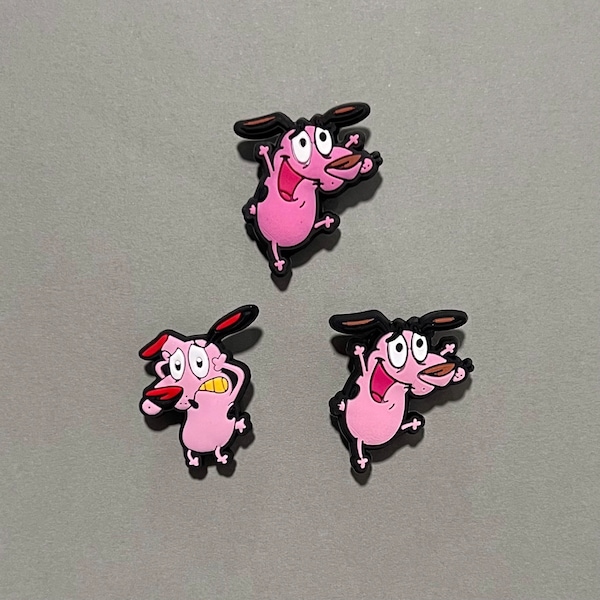 Courage the Cowardly Dog Clogs Charms - Pink Nostalgic Dog - Cartoon Funny Shoe Charms