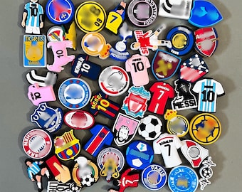 High Quality Soccer Team Clogs Charms - NEW Sports Futbol Football Jersey Shoe Charms - Soccer Player Goat Goalie Red Card