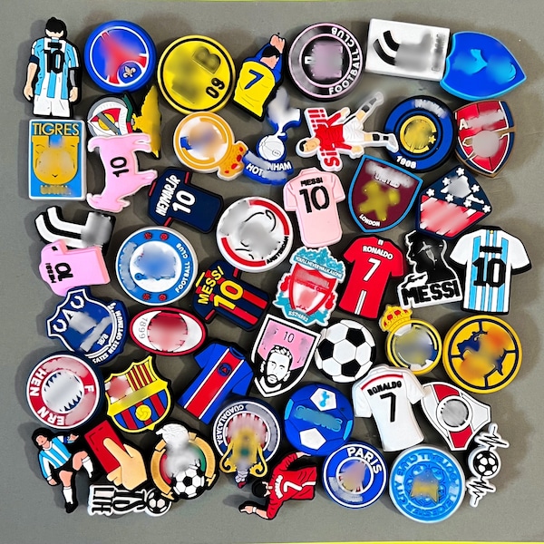 High Quality Soccer Team Clogs Charms - NEW Sports Futbol Football Jersey Shoe Charms - Soccer Player Goat Goalie Red Card