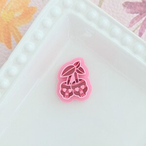 Cherry Skull with Heart Eyes Polymer Clay Cutter Earrings Jewelry Making Embossing Mold Craft Supplies