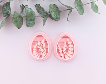 Embossed Floral Easter Egg Polymer Clay Cutter