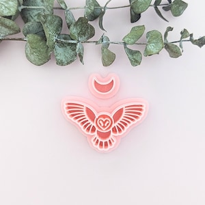 Embossed Flying Owl Polymer Clay Cutters Sculpting Tools Earrings Jewelry Making Embossing Mold Craft Supplies Bird Animal Nocturnal Moon