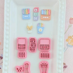 School Theme V4 Polymer Clay Cutters | Pencils, Markers, ABC Blocks, Diploma