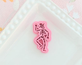 Dancing Witch Skeleton Polymer Clay Cutter - Halloween Jewelry Mold