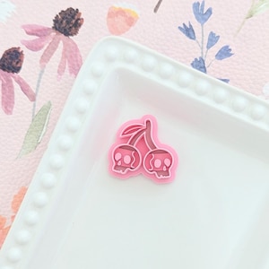 Skull Cherry Halloween Polymer Clay Cutter Earrings Jewelry Making Embossing Mold Craft Supplies Spooky Season