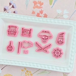 Pirate Theme Polymer Clay Cutters: Skull, Sword, Ship Wheel
